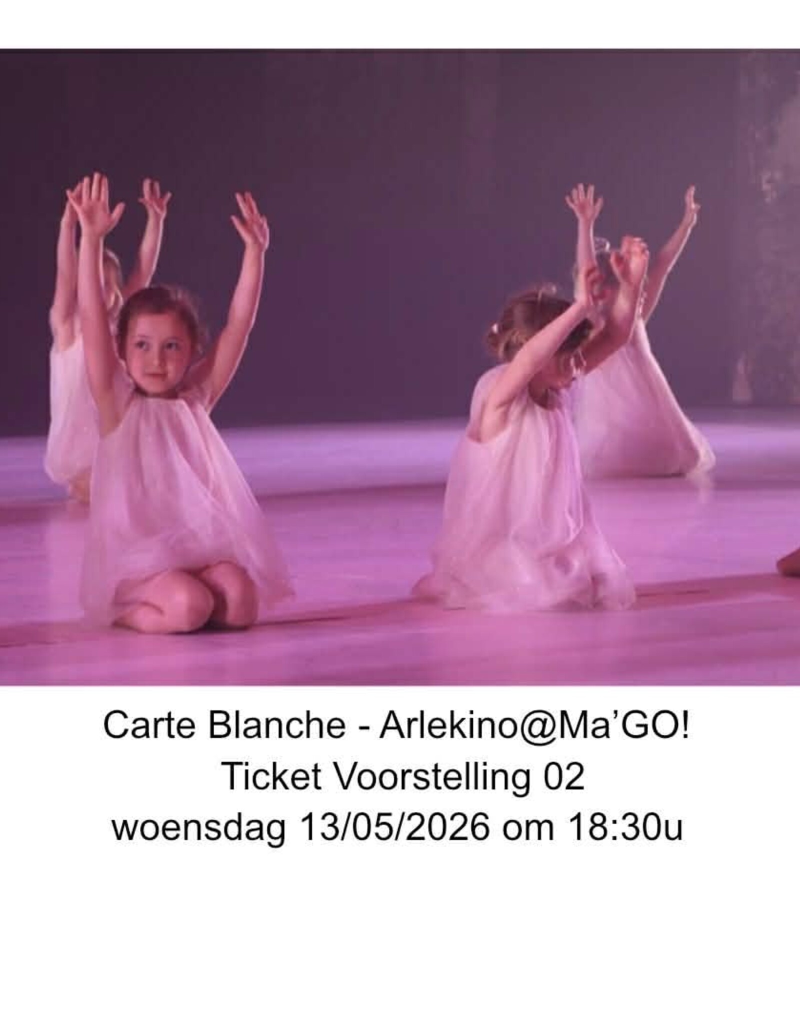 Arlekino Ticket VS 02 Woe 13/05/2026 om 18:30u - Carte Blanche - Arlekino@Ma'GO!
