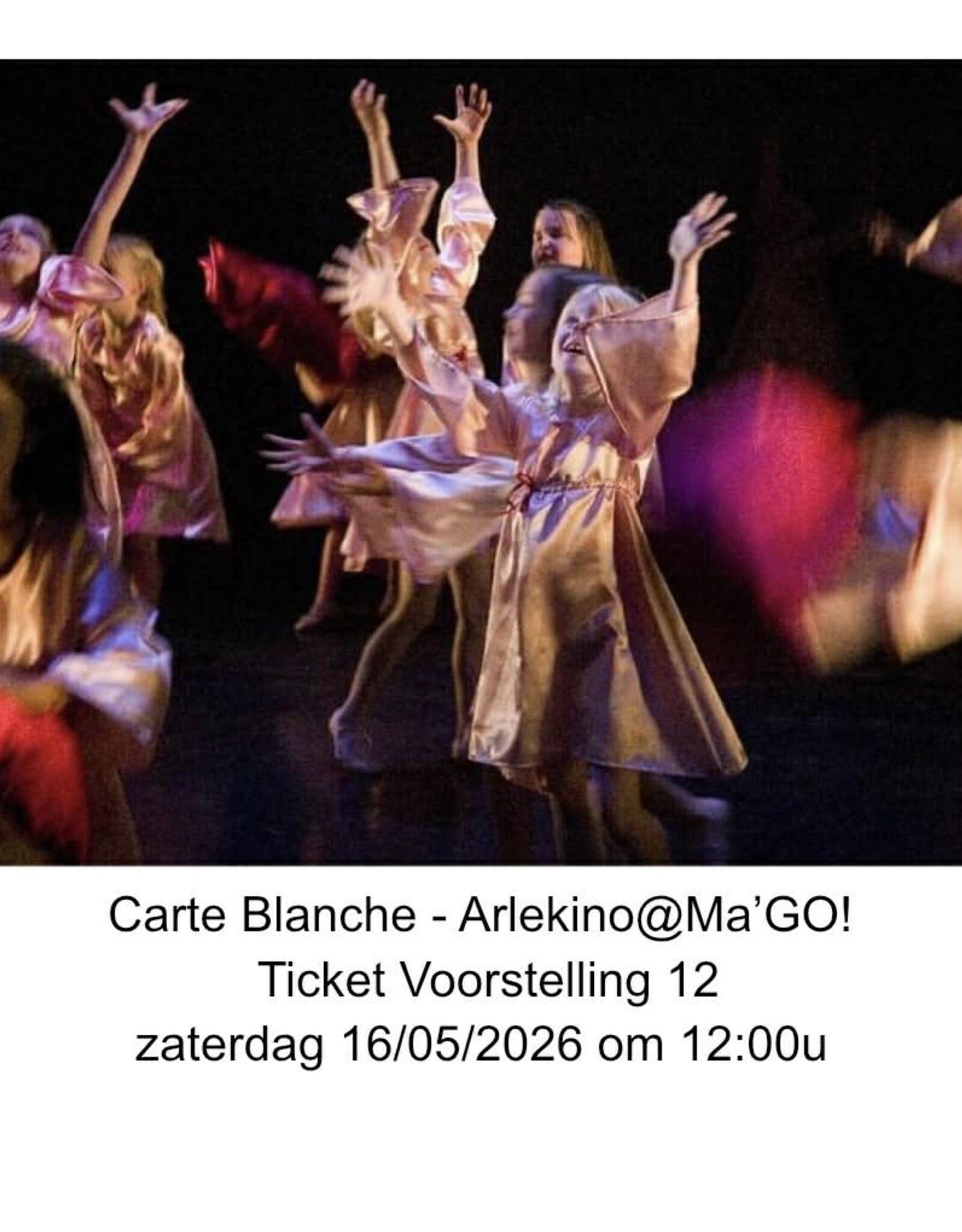 Arlekino Ticket VS 12 Zat 16/05/2026 om 12:00u - Carte Blanche - Arlekino@Ma'GO!