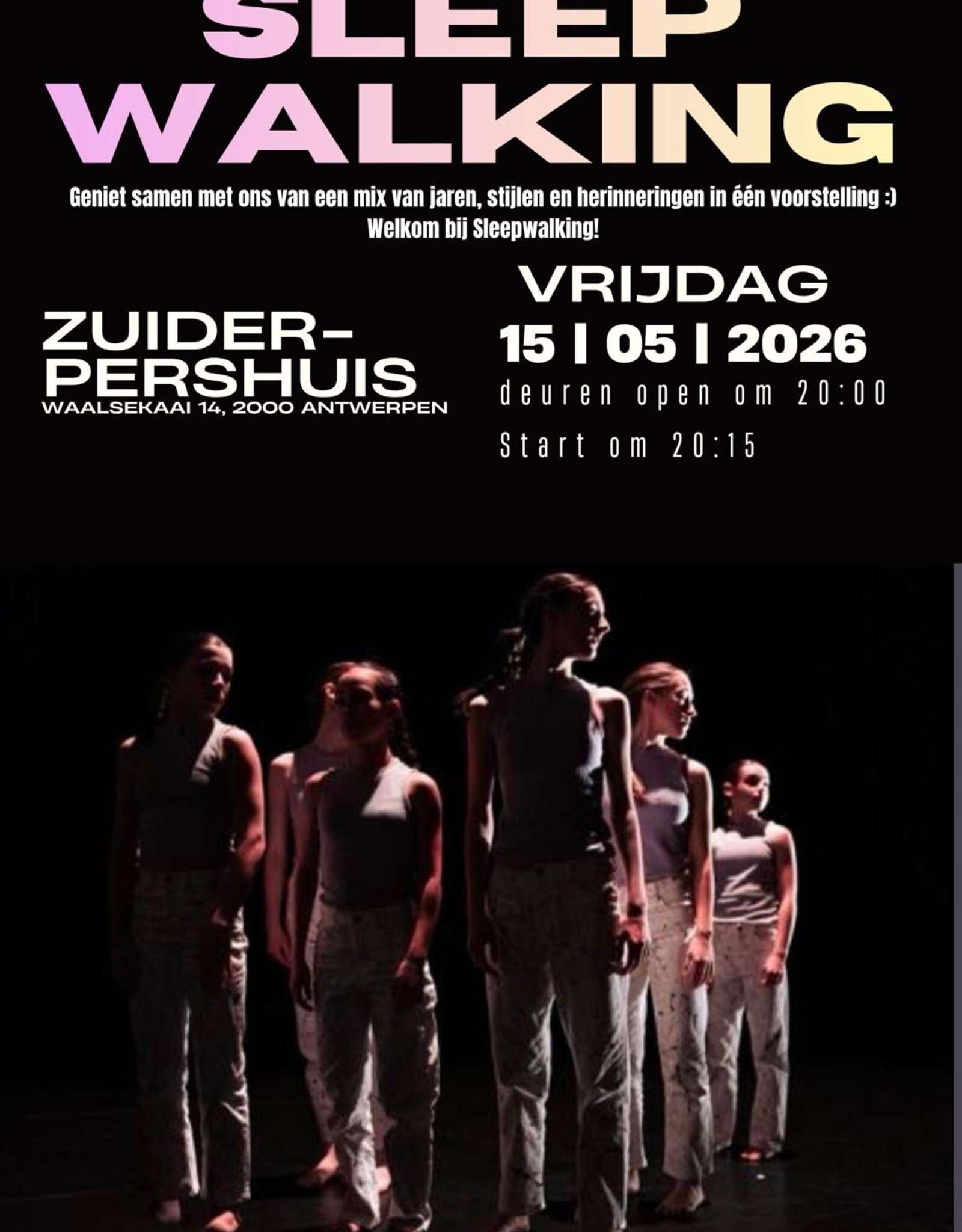 Arlekino Ticket Sleepwalking vrijdag 15 mei 2026 om 20:15u Zuiderpershuis