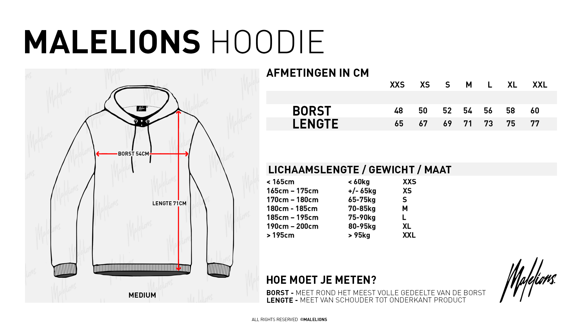 Size Chart Hoodies