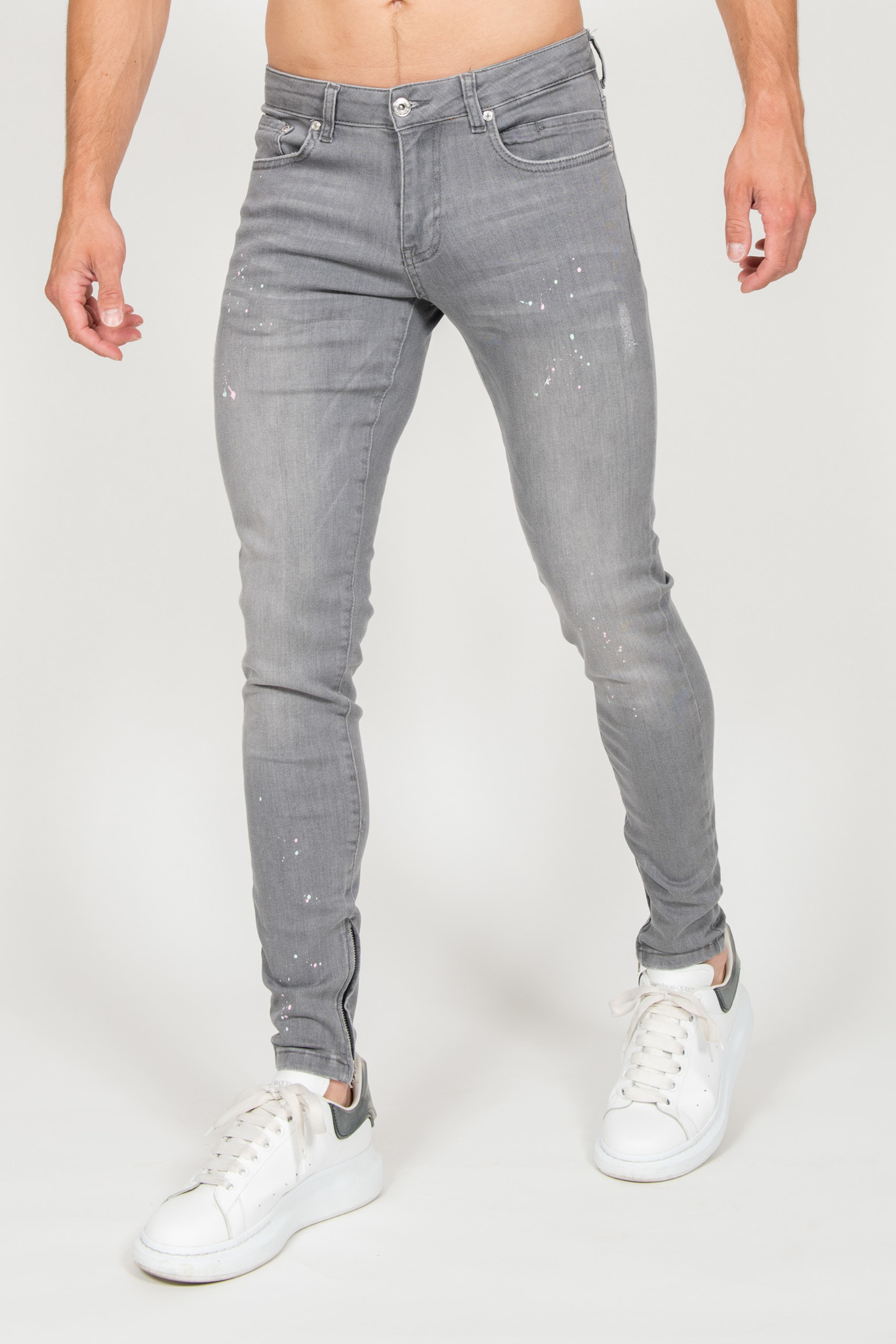 grey splatter jeans