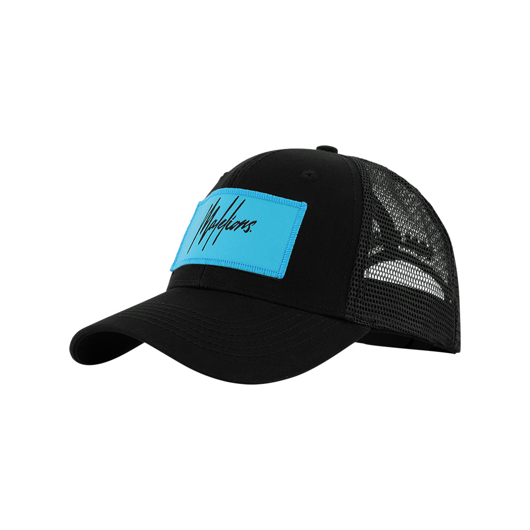 black baseball cap with velcro patch