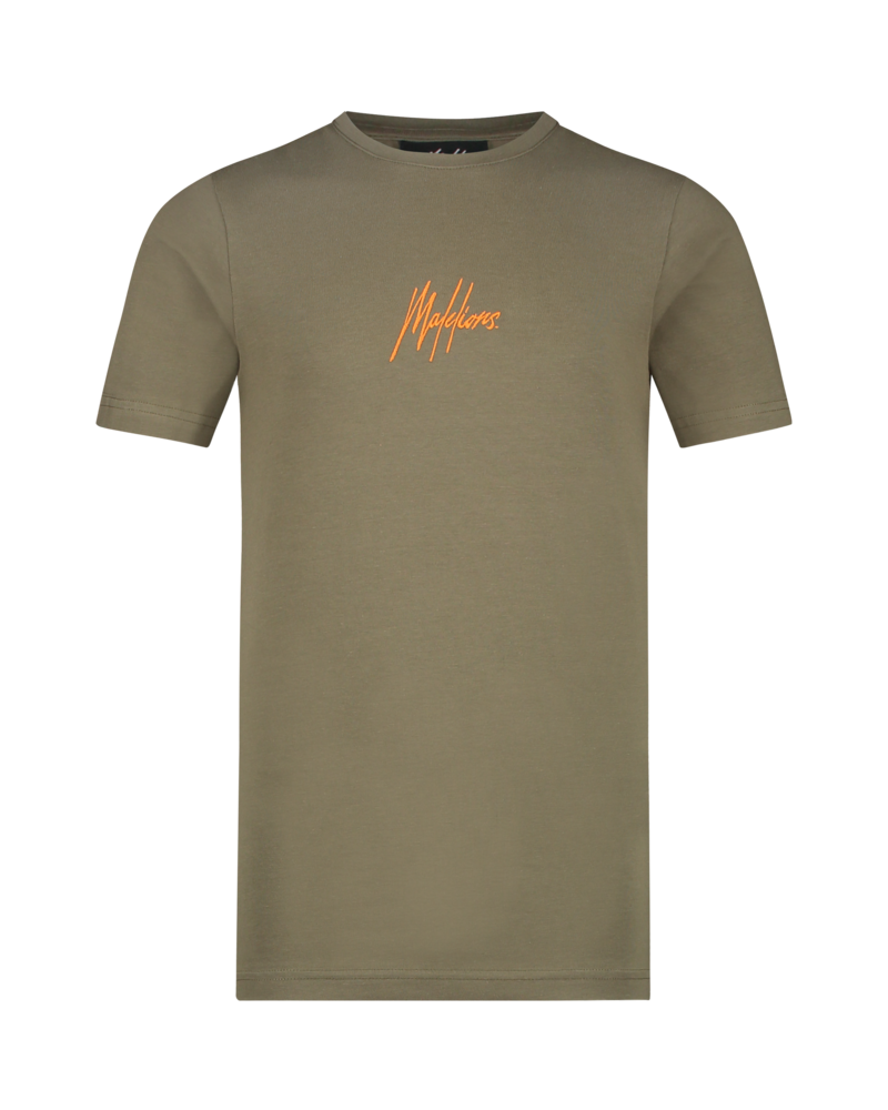 Malelions Junior Malelions Junior Double Signature T-Shirt - Army/Orange