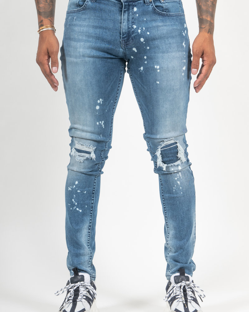 Malelions Malelions Men Ripped & Repaired Jeans - Light Blue