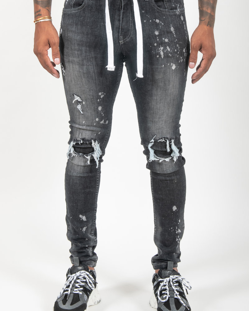 Malelions Ripped \u0026 Repaired Jeans - Black -