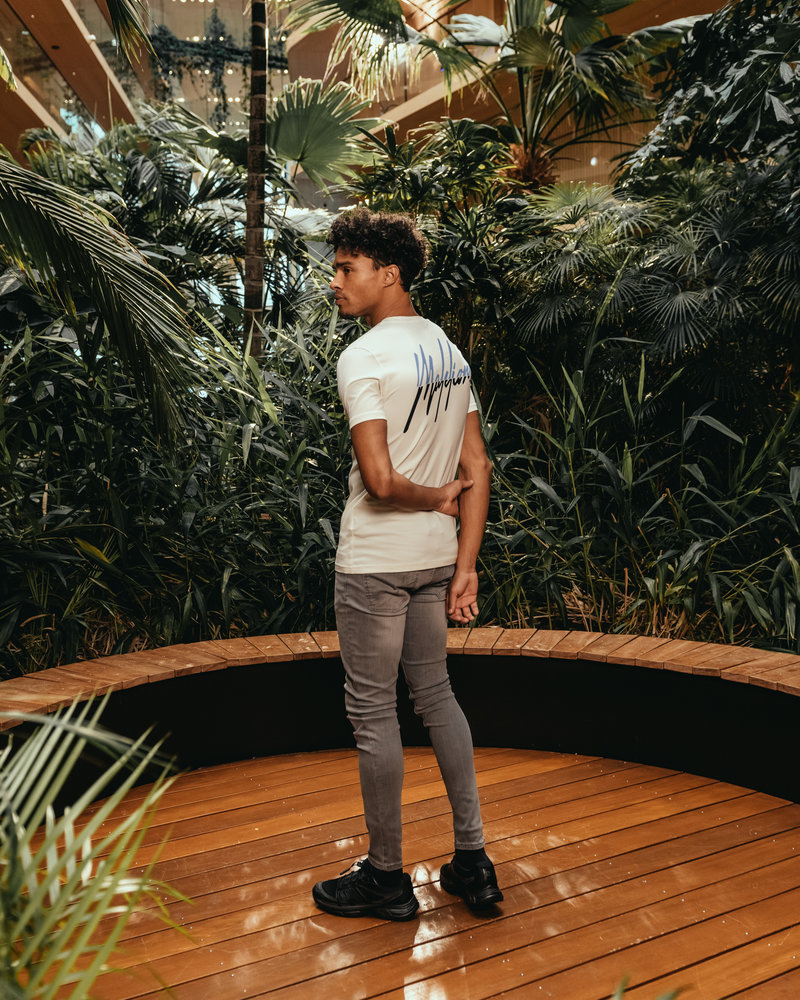 Malelions Men Split T-Shirt - Off-White 