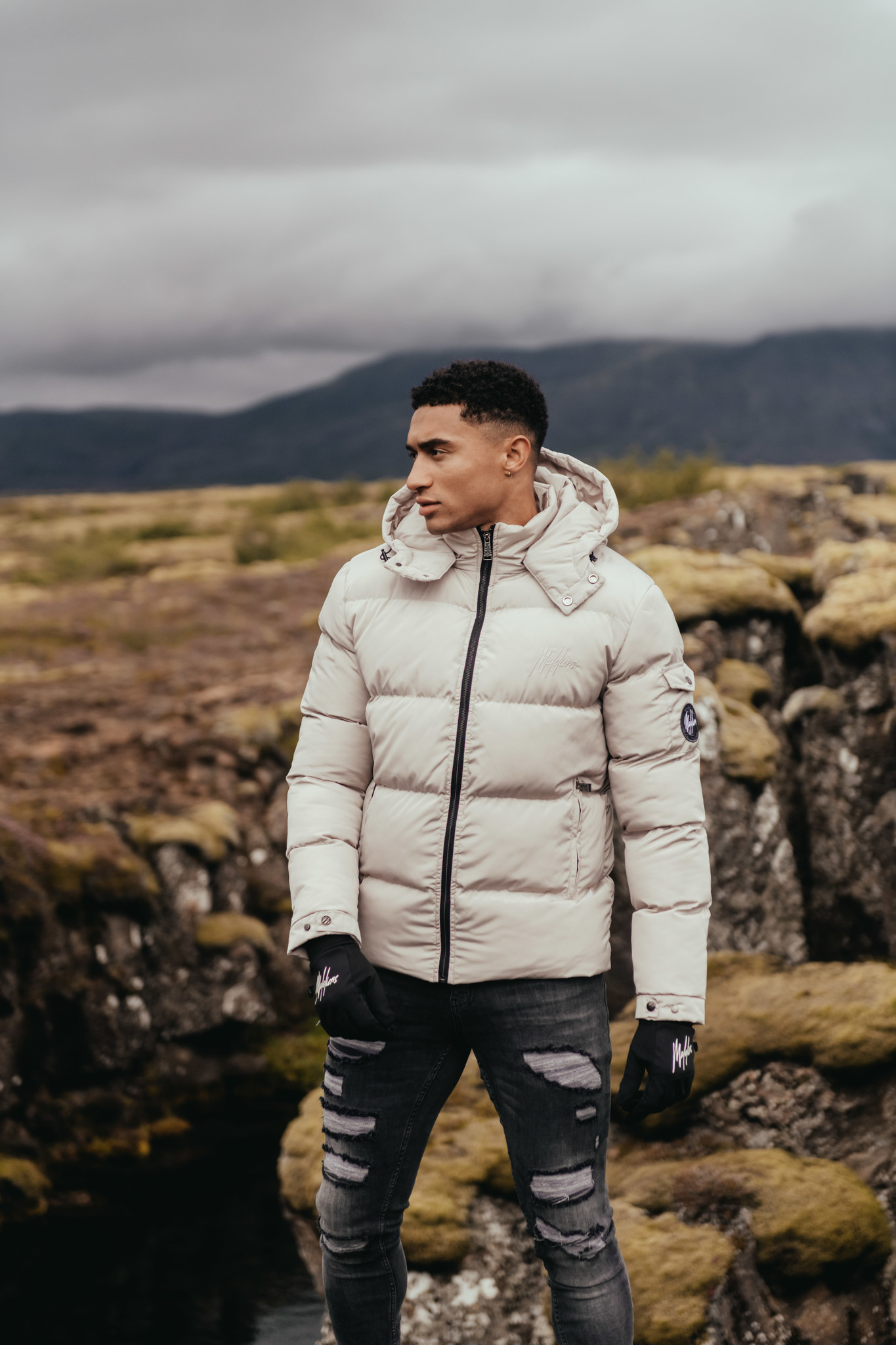 cream mens puffer