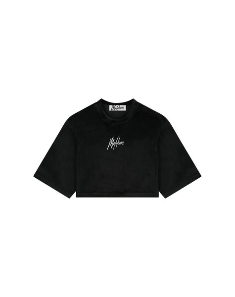 Cropped Globe T-Shirt - Black/Mauve