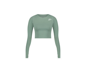 Malelions Women Sport Longsleeve Crop Top - Teal - Malelions