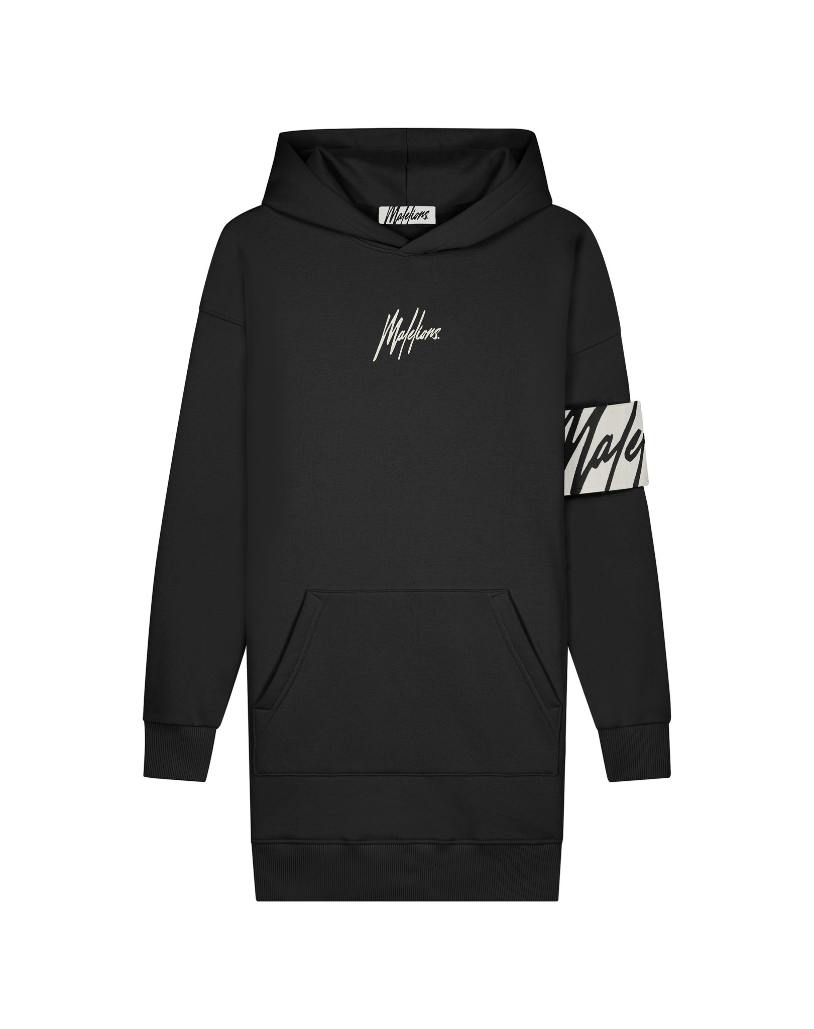 Malelions Women Captain Hoodie Dress - Black/Off-White