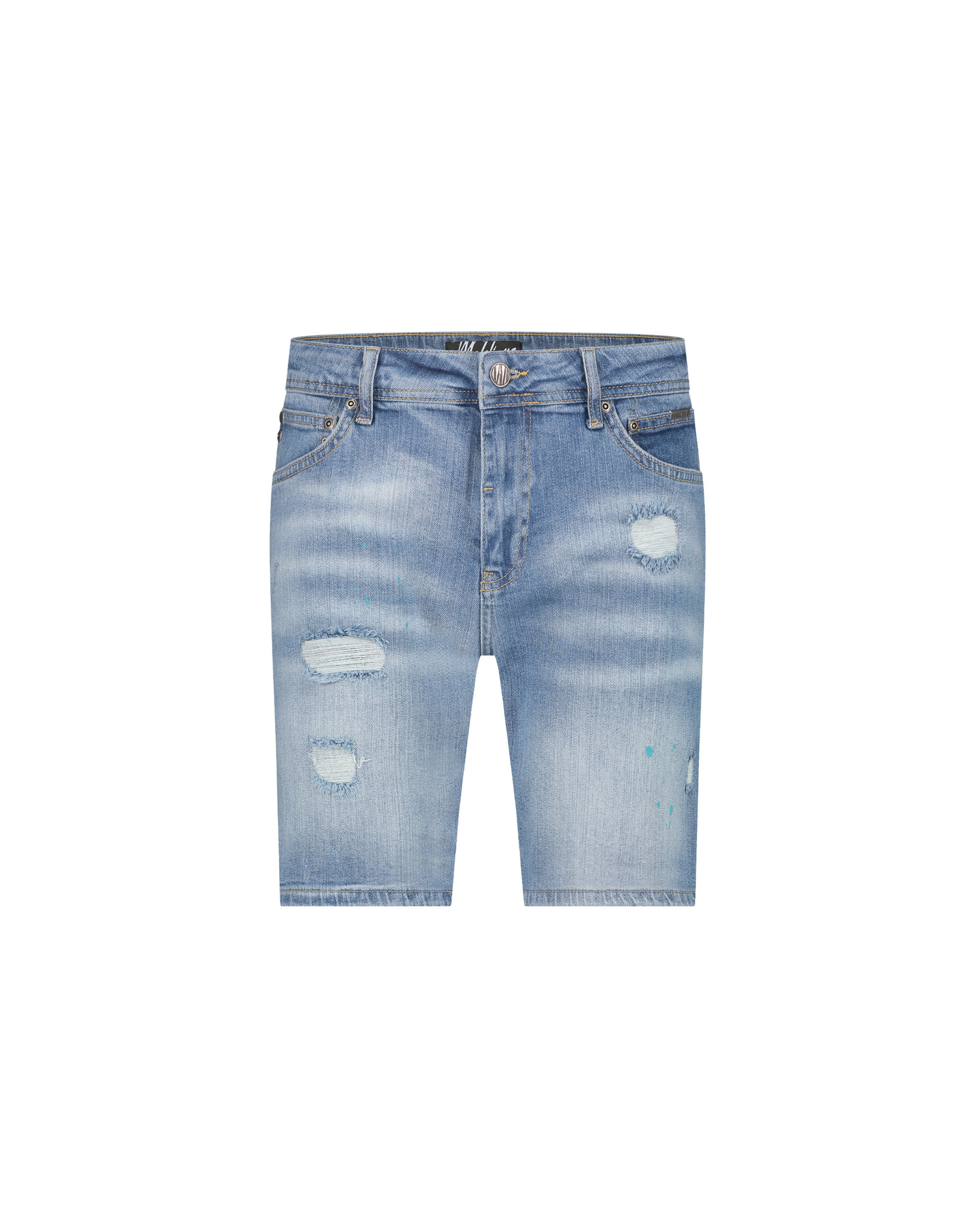 Malelions Men Stained Denim Short - Light Blue