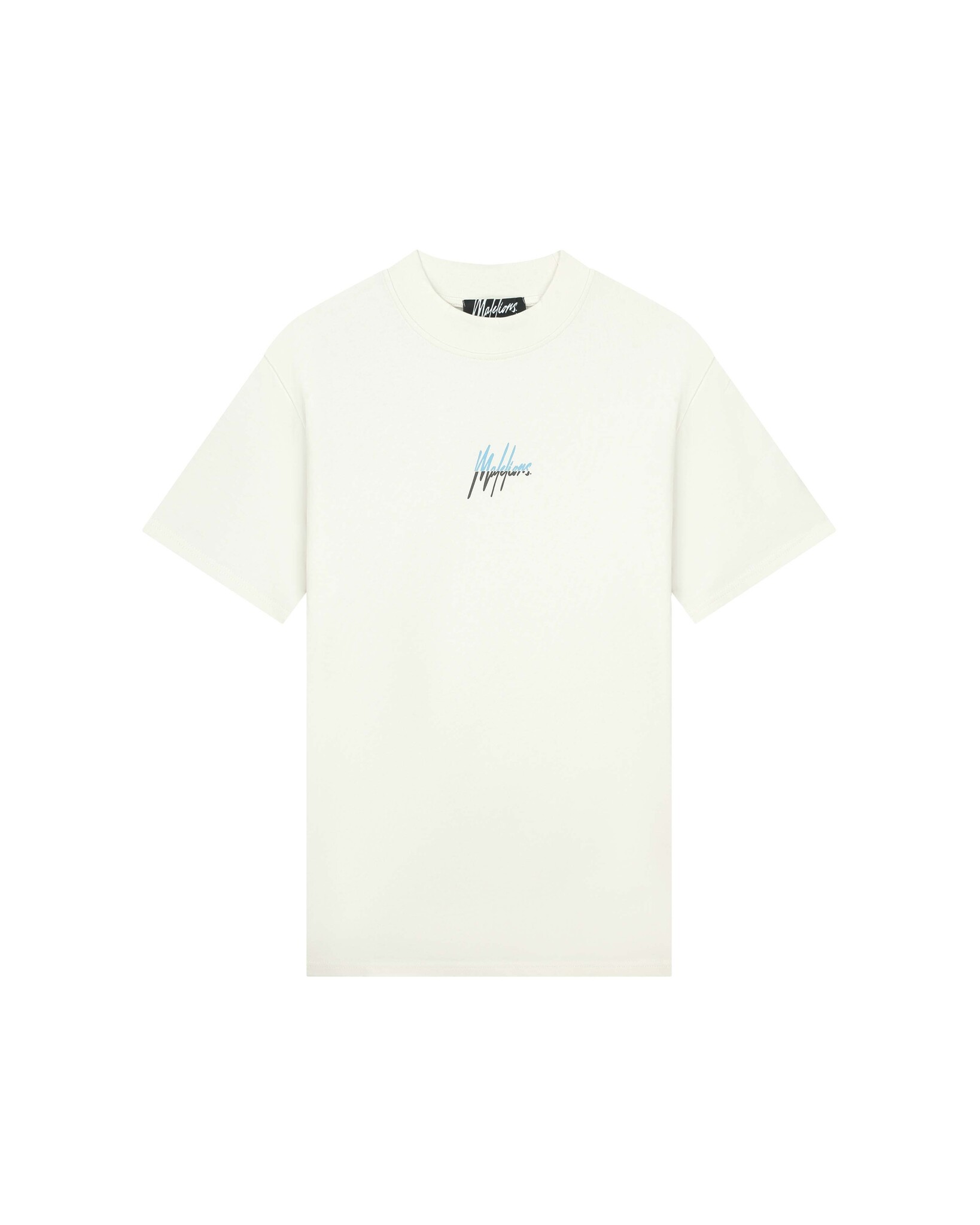 Malelions Men Oversized Split T-Shirt - Off-White/Light Blue