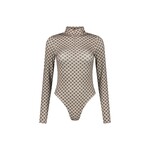 Maleions Pam Monogram Bodysuit - Light Brown/Black