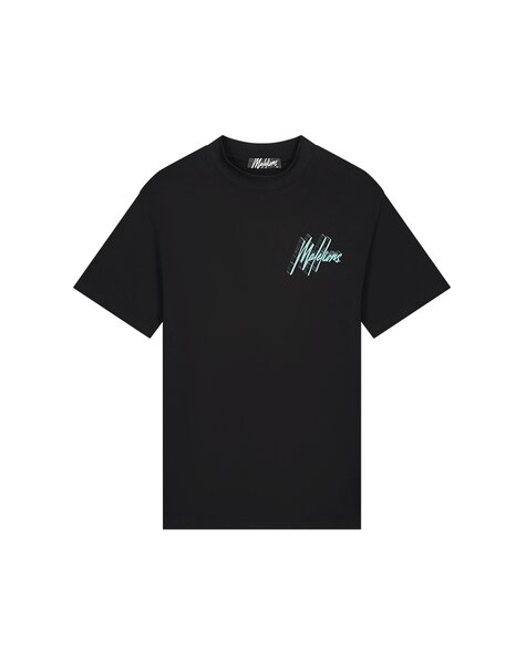 Men Oversized 3D Graphic T-Shirt - Black/Turquoise