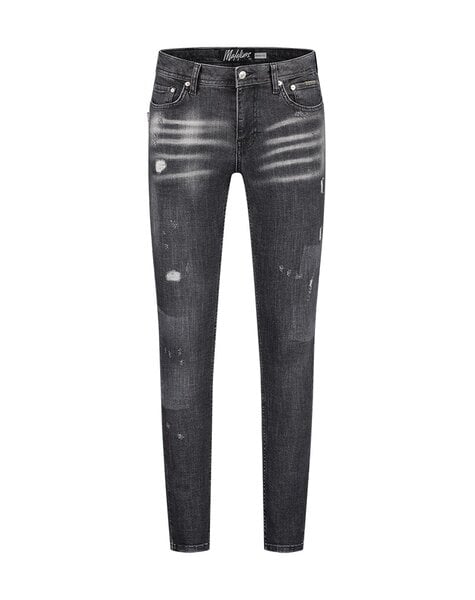 Men Stained Jeans - Black