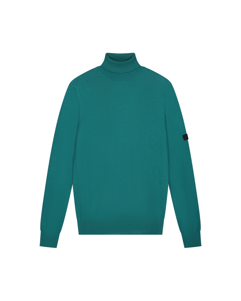 Malelions Men Knit Turtleneck - Petrol - Malelions