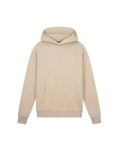 Men Patchwork Hoodie - Beige