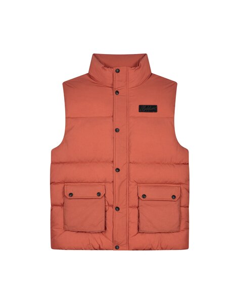 Men Crinkle Padded Vest - Coral