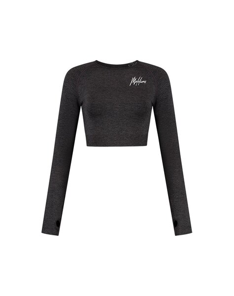 Women Sport Seamless Crop Top - Black