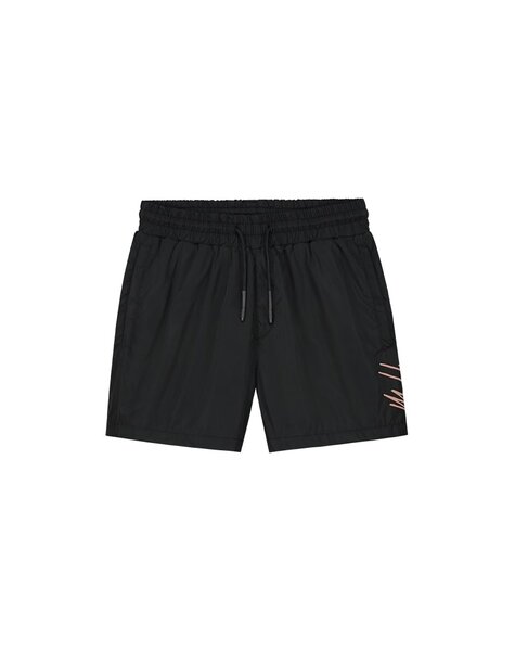 Men Split Swim Shorts - Black/Mauve