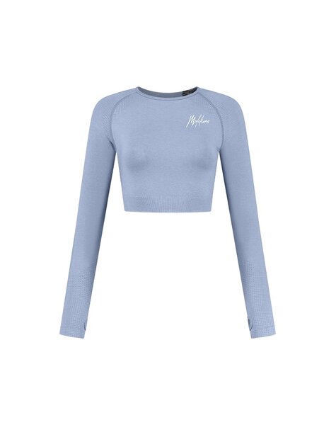 Women Sport Seamless Crop Top - Blue