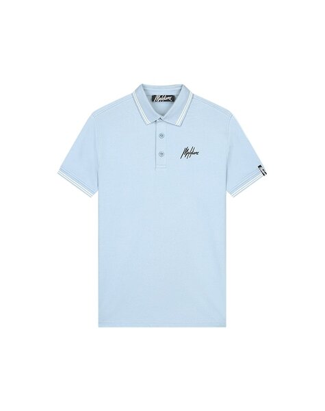 Men Signature Polo - Light Blue/White