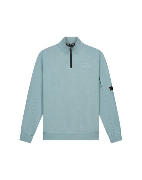 Men Pocket Quarter Zip - Light Blue