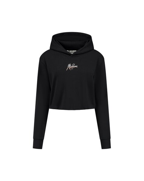 Women Kiki Crop Hoodie - Black/Coral