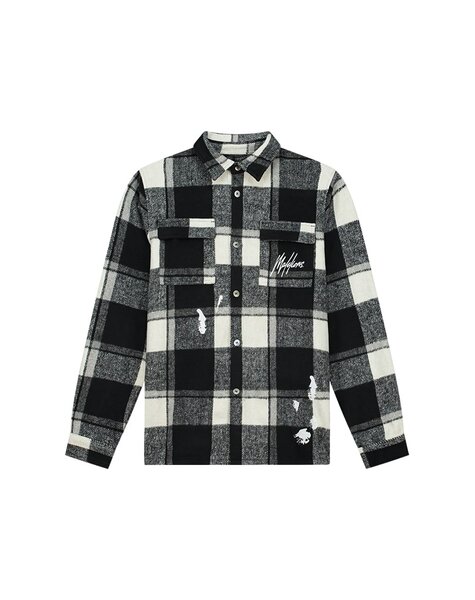 Men Flannel Overshirt - Black/White