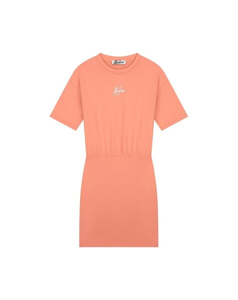 Women Luna T-Shirt Dress - Coral/White