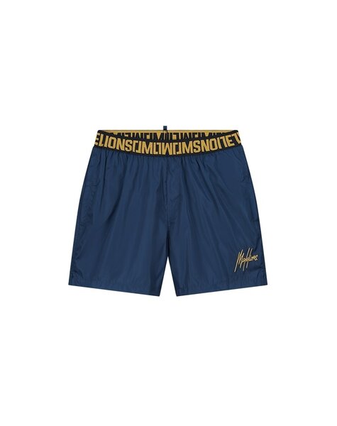 Men Venetian Swim Shorts - Navy/Gold