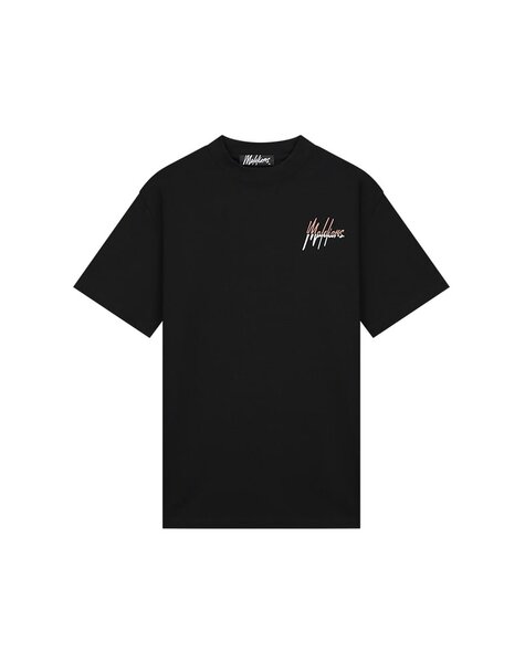 Men Split T-Shirt - Black/Mauve