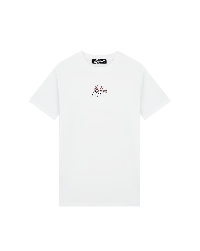 Malelions Men Split 2.0 T-Shirt - White/Dark Mauve