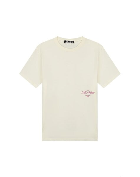 Men Resort T-Shirt - Off White/HotPink