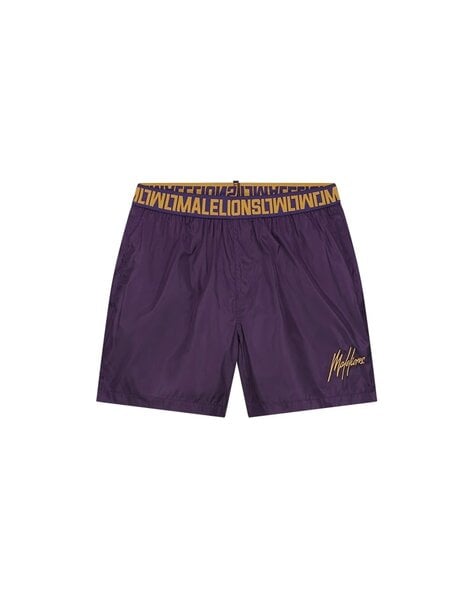 Men Venetian Swim Shorts - Purple/Gold