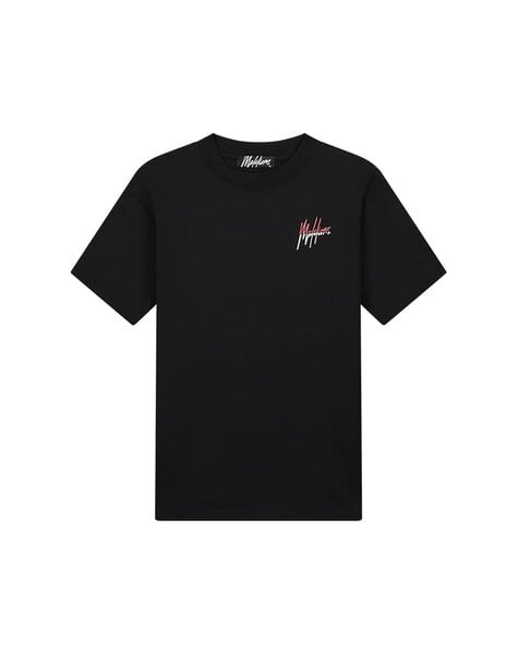 Men  Split T-Shirt - Black/Coral
