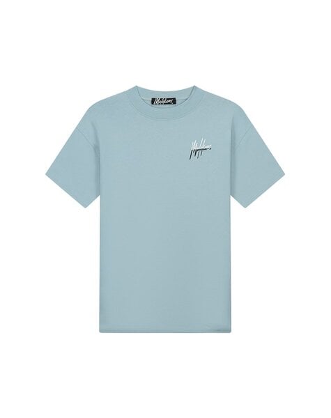 Men  Split T-Shirt - Light Blue/White