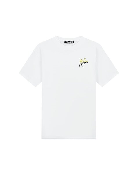 Men  Split T-Shirt - White/Golden Lime
