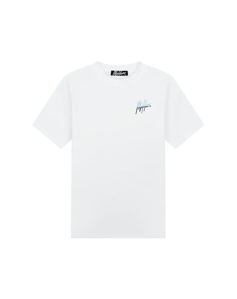 Men  Split T-Shirt - White/Light Blue