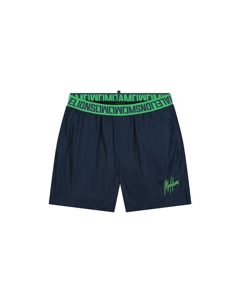 Men Venetian Swim Shorts - Navy/Green