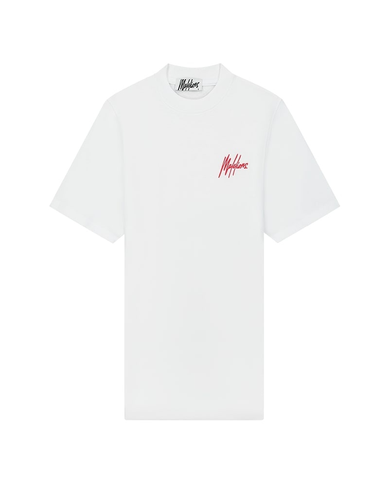 Malelions Women Palms T-Shirt Dress - White/Coral