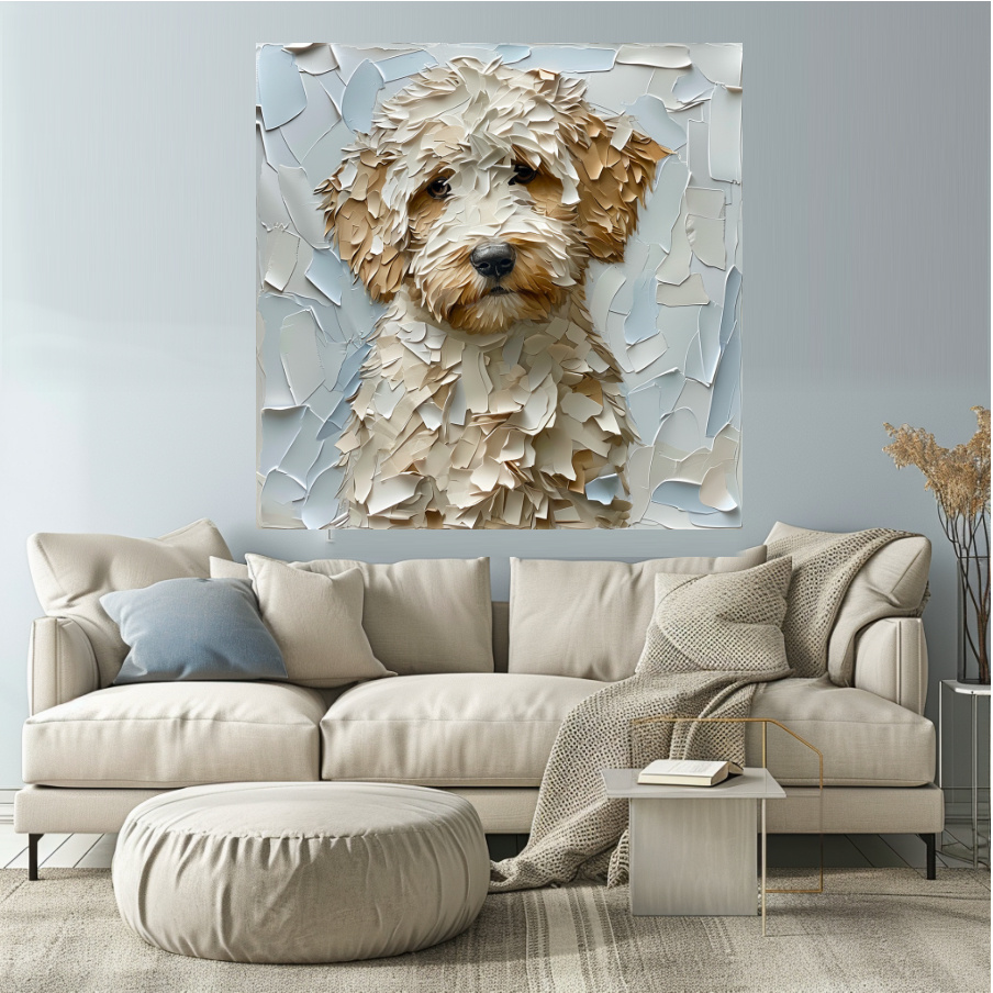 Labradoodle op plexiglas