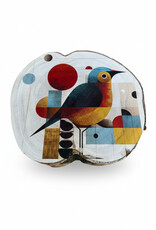 Limited Edition Boomschijf | Geometrische Vogel in Abstracte Stijl