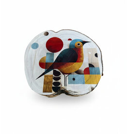 Limited Edition Boomschijf | Geometrische Vogel in Abstracte Stijl