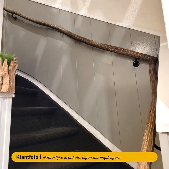 Houten boomstam trapleuning - Dark Oak