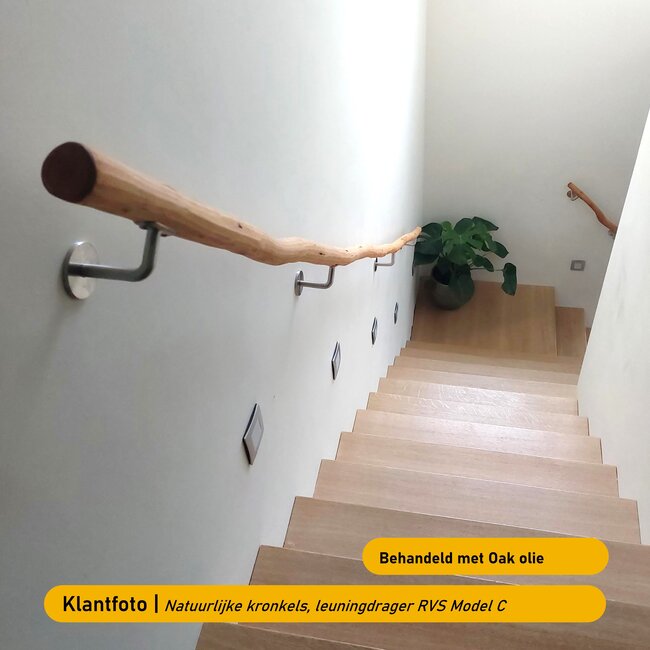 Houten boomstam trapleuning - Onbehandeld