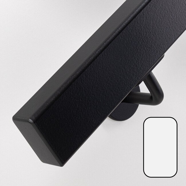 Zwart hardhouten trapleuning | Rechthoekig (38x67 mm)