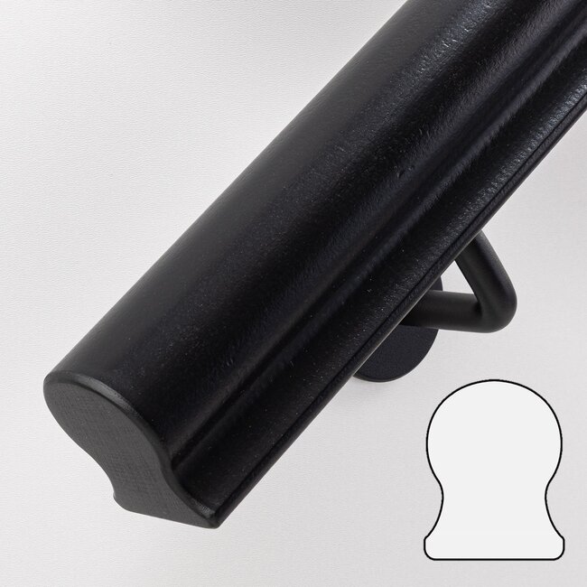 Zwart hardhouten trapleuning |  Sleutelgat (56x67 mm)