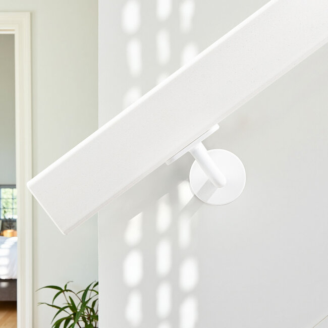Wit hardhouten trapleuning | Rechthoekig (38x67 mm)