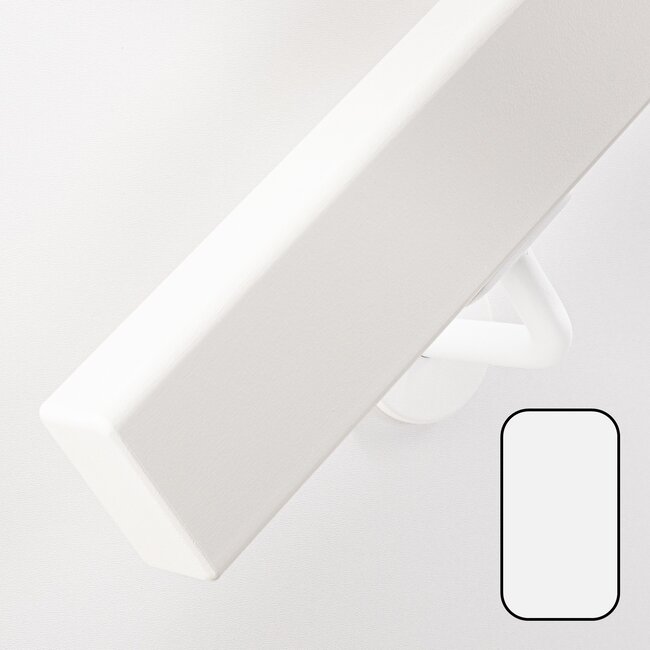 Wit hardhouten trapleuning | Rechthoekig (38x67 mm)